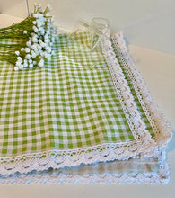 Load image into Gallery viewer, Vintage Lace Checkered picnic Blanket

